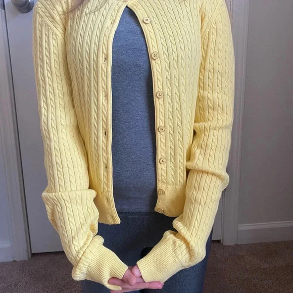 Lilly Pulitzer Sweaters - Lilly Pulitzer Yellow Cable Knit Cardigan Sweater